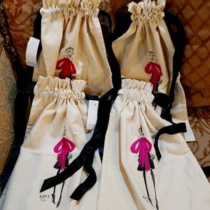 💜 Set 4 Ann Taylor‎  Loft Glasses Girl Gift Bags Woven Satin Ribbon